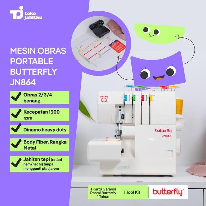 Terlaris Mesin Obras Portable Butterfly Hd 864 / Jn 864 | Mesin Obras Dan Neci