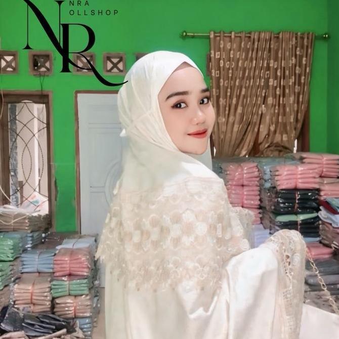 Mukena Dewasa Jumbo Super Foil Motif Renda Jiper Kalung Mukena Mewah Mukena elegan Mukena mewah Muke