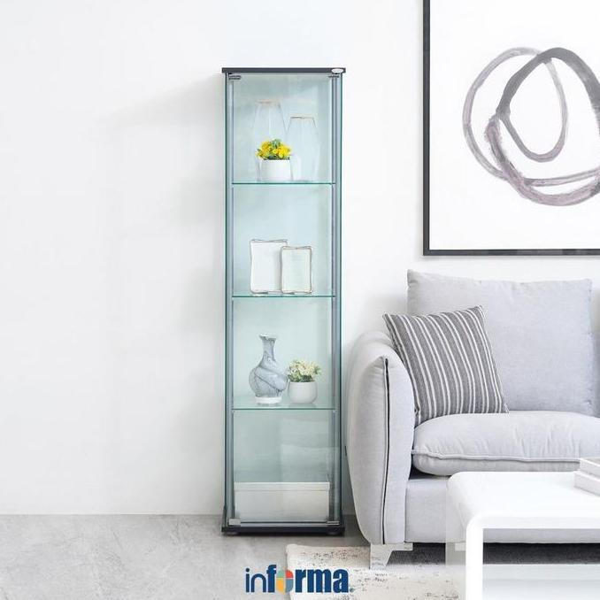 Terlaris Informa Newvy Curio Lemari Pajang 4 Tingkat - Hitam Rak Pajangan Etalase Kaca Lemari Hias T