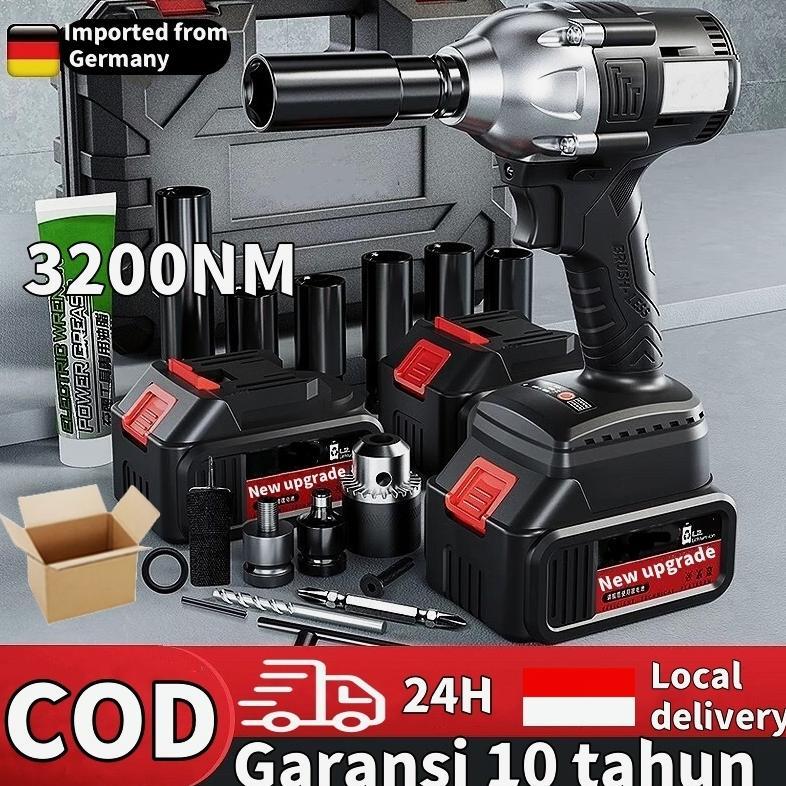 TERBARU 2026 DISKOOM Official Impact Wrench Cordless Baterai Brushless - 3200NM Torsi Tinggi, Cocok 