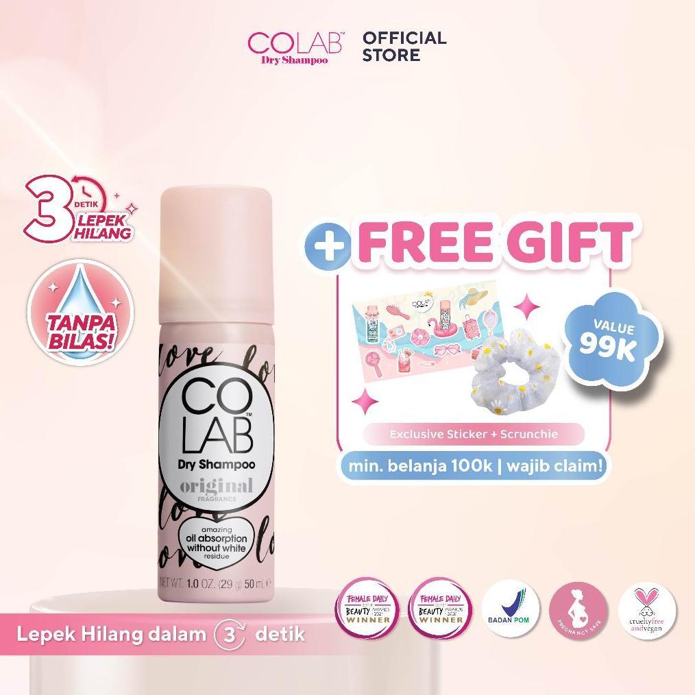 NEW COLAB Dry Shampoo - Original / Dry Shampoo Tanpa Residu Putih / Atasi Rambut Lepek / Dry Shampoo