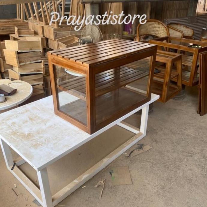 Terlaris Lemari Display Roti Dan Makanan Jati Tempat Penyimpanan Makanan Dan Kue Kayu Jati