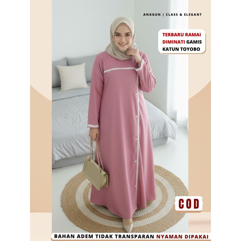 Baju Gamis wanita Remaja Dewasa Santriwati muslimah Jumbo Kekinian Bahan Katun Toyobo Premium  A19