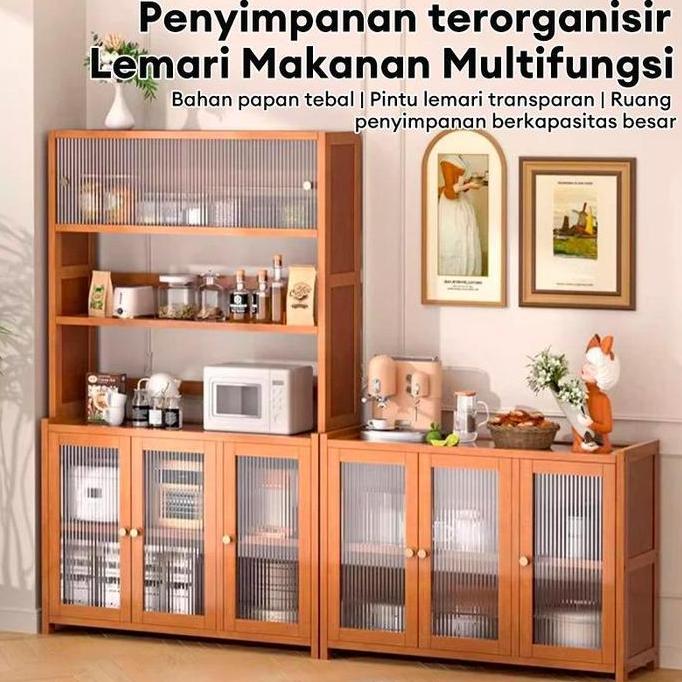 Murah Love Rak Dapur Lemari Dapur Rak Dapur Kayu Lemari Piring Kabinet Rak Oven Microwave Serbaguna 