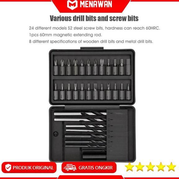 Soon- Xiaomi Mijia Cordless Electric Drill Screwdriver Kit Bor Obeng Listrik