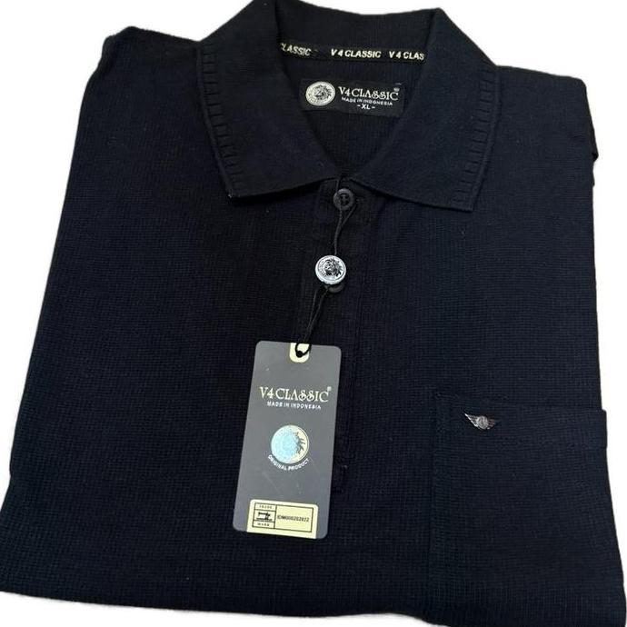 V4 Classic - PWR 570 - Kaos Kerah Katun Waffle - M L XL terlaris