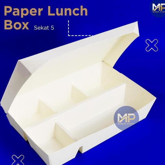 R Lunch Box Sekat 5 Kotak Makan Kertas Sekat 5 50Pcs