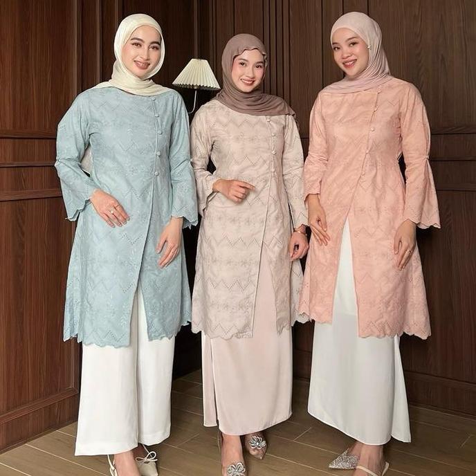 Biya Tunik Katun Bordir Atasan Lebaran Tunik Embroidery Elegan dan Desain Cantik FA