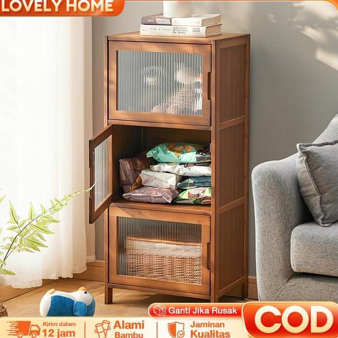 SUPER HEMAT - LOVE Lemari Retro dengan Pintu Kaca Corak Lemari Kayu dengan Pintu Kaca Transparan - T