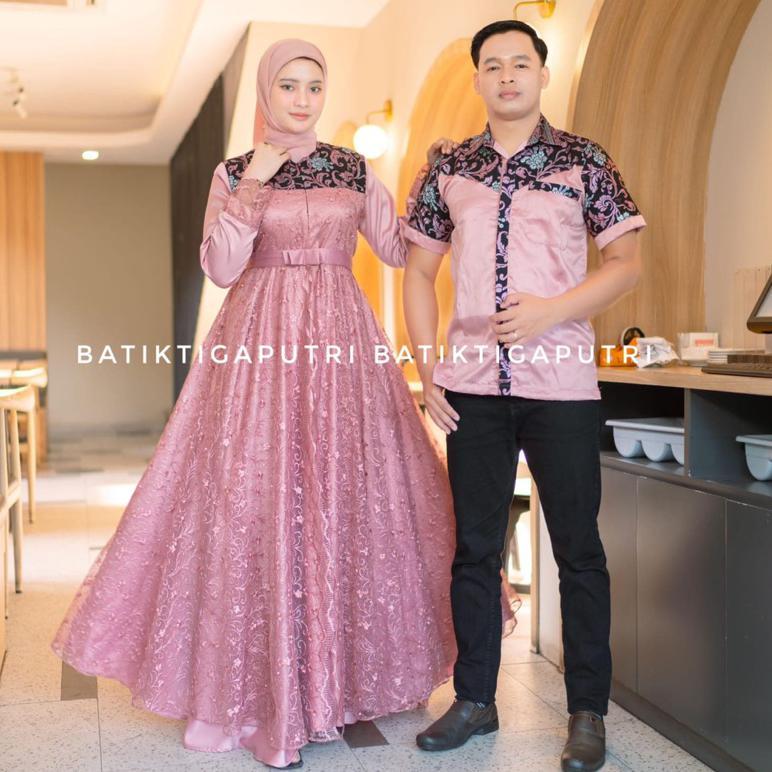 Murah  Couple Gamis Kondangan Set Gamis Mutiara Brokat Gamis Couple Pasangan Terbaru Gamis Kondangan