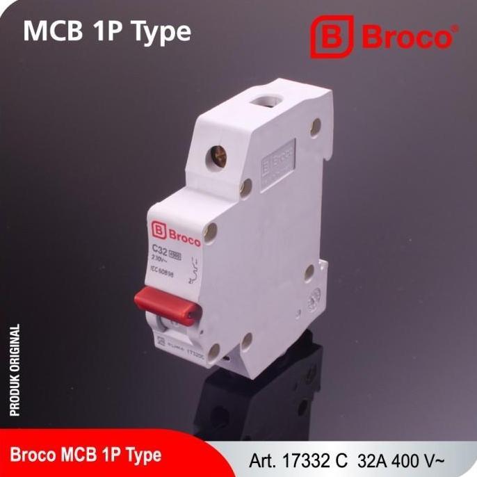 Promo Broco MCB C 2A / 4A / 6A / 10A / 16A / 20A / 25A / 32A / 40A 17302 - 17340 Perlindungan Korsle