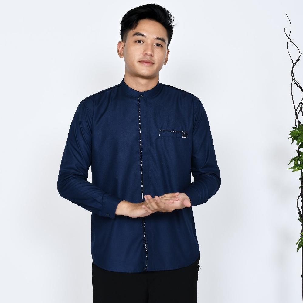 Koko Couple Salman Ayah Anak Warna Navy Biru Dongker Lengan Panjang Termurah