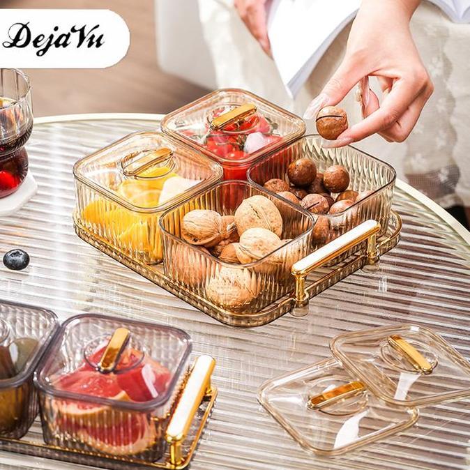SALE - [LIVE EXCLUSIVE] Dejavu Toples Lebaran Set Dengan Nampan Minimalis Wadah Penyimpanan Snack El