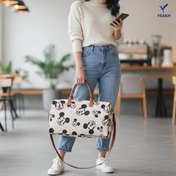 HOT DEAL - YEAKH TAS GYM OLAHRAGA TRAVEL DUFFEL BAG MICKEY MIKI MOUSE Disney Kanvas Ukuran Besar 44x