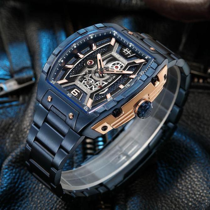 Terlaris Evans Jayden Jam Tangan Pria 9610 Rantai Automatic Movement Stainless Steel Kaca Sapphire C