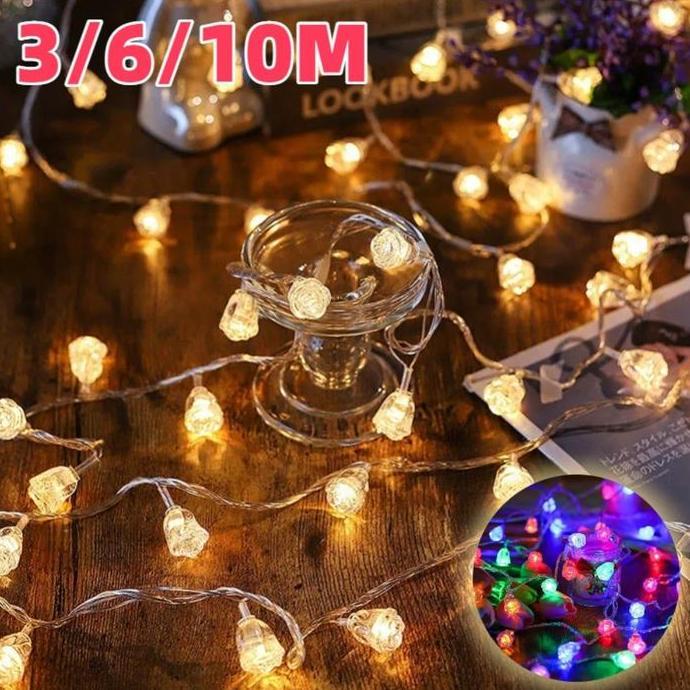 NALPABHI 10M  Lampu Bunga Mawar Baterai Hiasan Lampu String Dekorasi Pesta Pernikahan/ Lampu Suasana