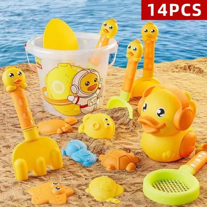 NALPABHI 14PCS Mainan Ember Pantai Anak Kecil SET Beach Toys Mainan Seru Di Pasir Kolam Renang Maina