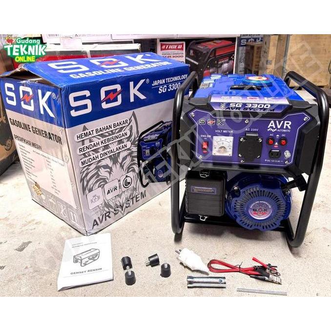 RXT Genset Listrik 1200W SOK SG3300 AVR / Power Generator Listrik 1200 Watt Bensin 4 Tak Rumah Kanto