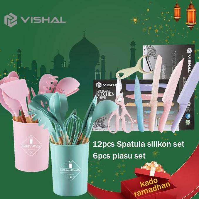 VISHAL (COD) 2IN1 Set Spatula Silikon +Pisau Set
