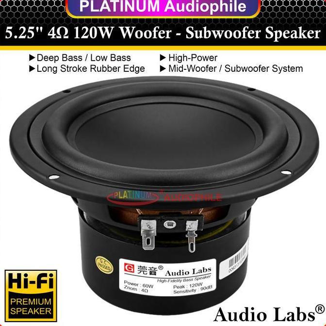 ESOKUIKI Speaker 5.25 Inch Subwoofer Mid Woofer Low Bass Hifi Speker 4 ohm 5" 120W Audiolabs DL-50TZ