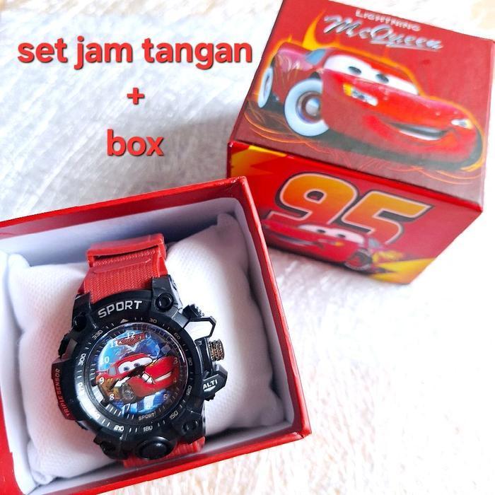 Bisa Cod - Set Kado Jam Tangan Sport + Box Anak Cowok Karakter Untuk Hadiah
