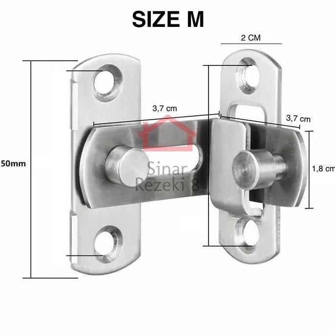 Antimateri- Grendel Sudut Kait / Cantol Pintu Geser Kunci Sliding Gembok Siku