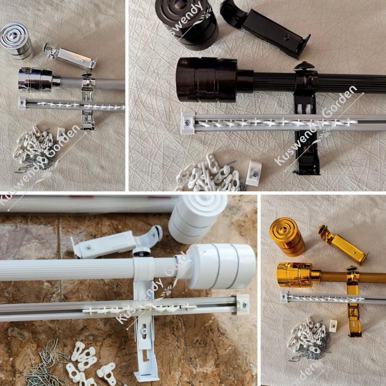 Batang Besi Double Rell Gorden Dan Vitrase Full Sett Minimalis