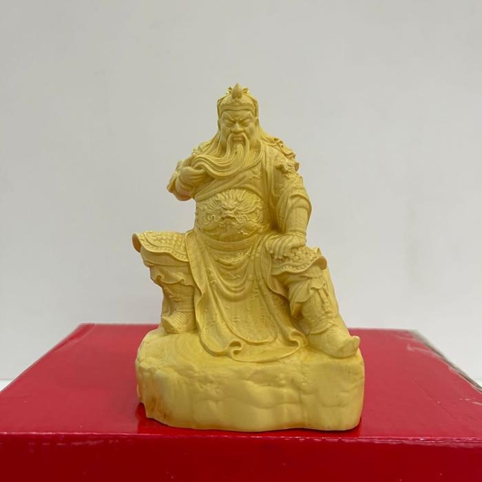 patung dewa kwan kung / kwan kong - dudu - kayu - 4 inch - Polos (l)-2