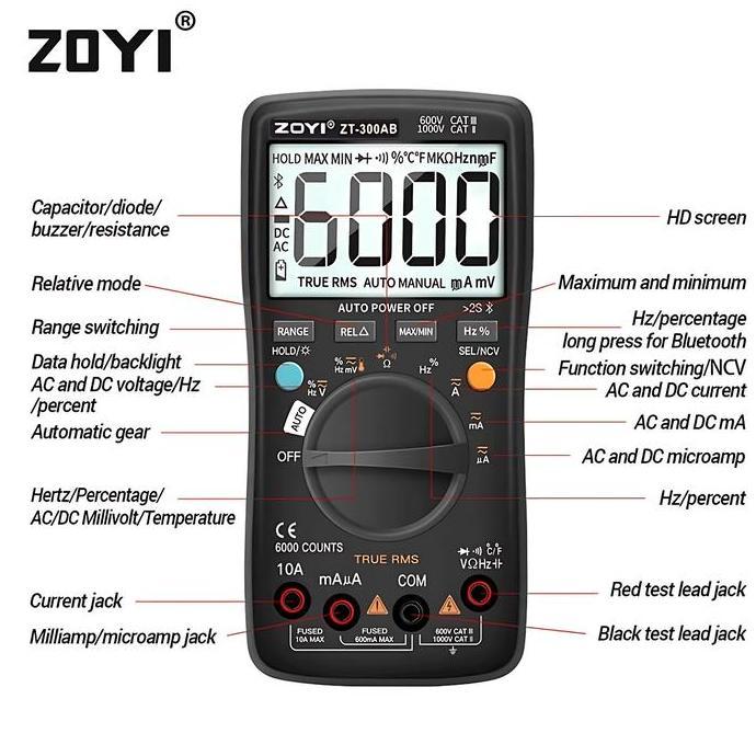 Hiyahiya- Zoyi Zt-300Ab True Rms Ncv Upgrade Auto Mutlitester Bluetooth Digital