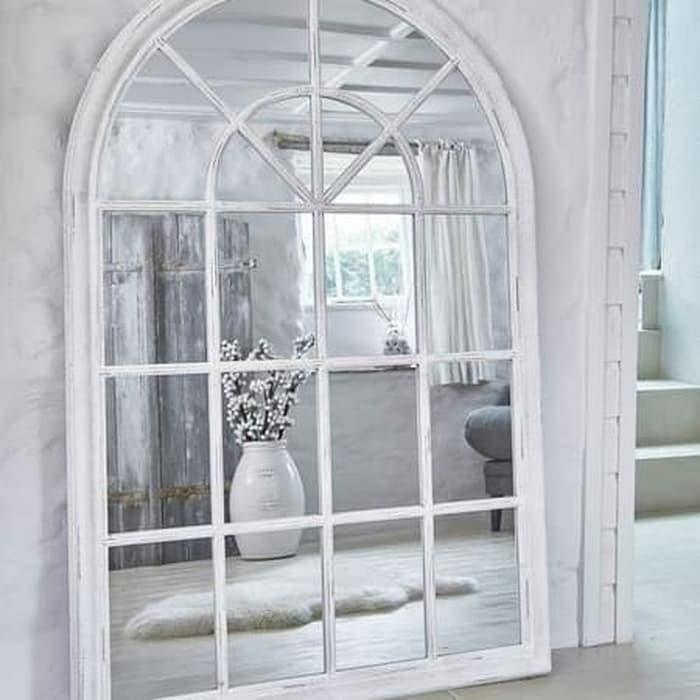 Cermin Hias dinding Jendela Vintage Shabby Duco Kayu Jujur Barokah