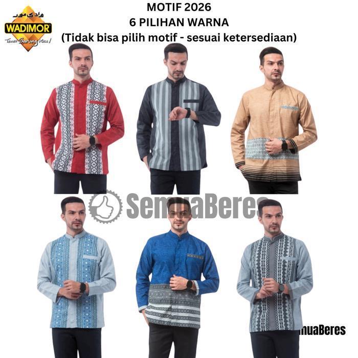 Bisa Cod - Baju Koko Wadimor 2026 Tangan Lengan Panjang - Busana Musli Pria Hitam Putih Abu