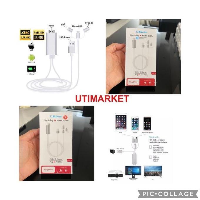 TERBARU - Kabel type c to hdtv android iphone to hdmi kabel mhl 3 in 1