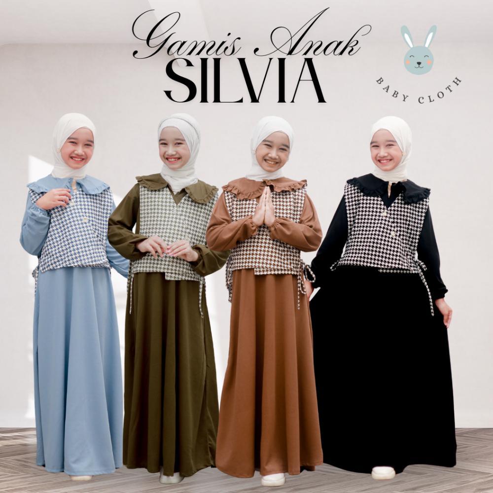 Gamis Silvia Rompi Anak Smlxl Babycloth35 Untuk Umur 3-14Tahun Baju Muslim Panjang Printing Dress Vi