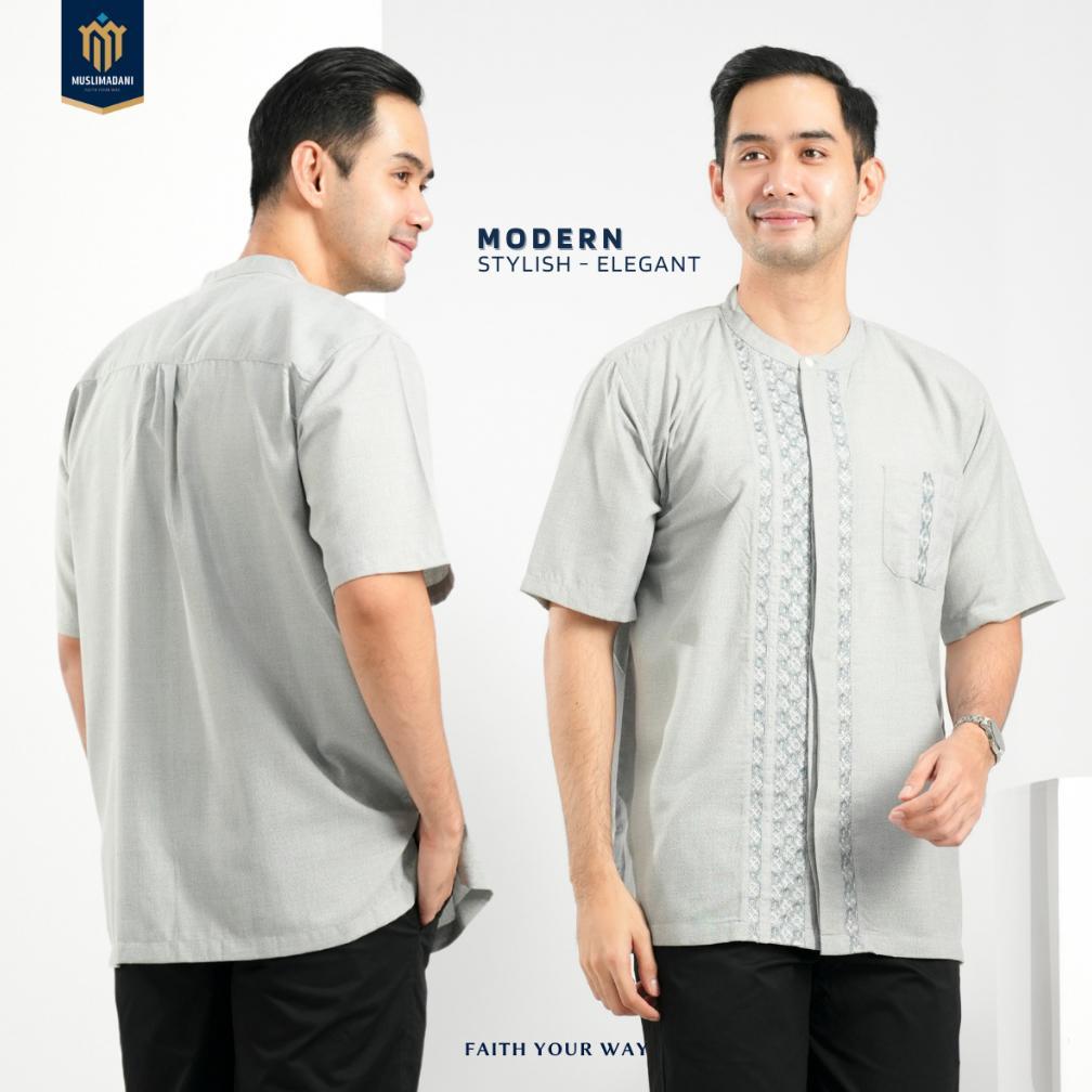 KAVELLEWORKS MUSLIMADANI BAJU KOKO ISHAQ REGULAR KOKO DEWASA LENGAN PENDEK DAN LENGAN PANJANG BORDIR