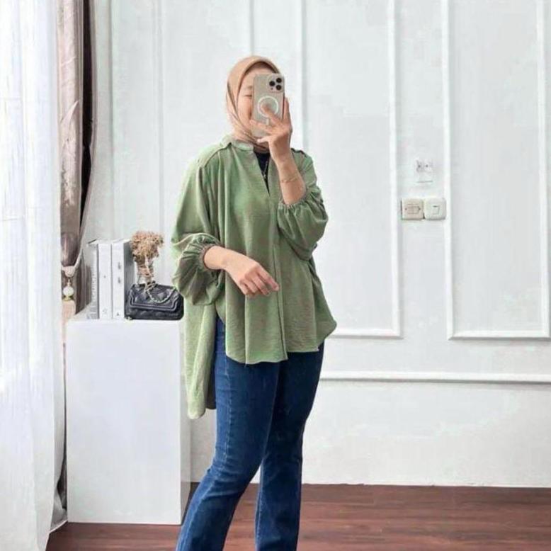 Livia Blouse Kemeja Outer Crinkle Terlaris