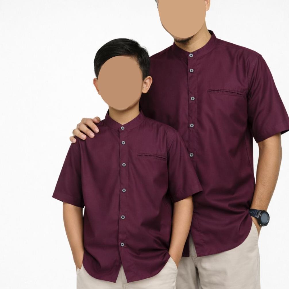 VELMOURACOLLCET KEMKO SUFYANAIN BAJU KOKO COUPLE AYAH DAN ANAK LAKI-LAKI LENGAN PENDEK KEMEJA KOKO W