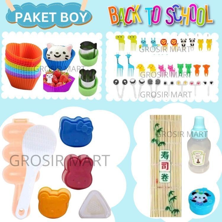Termurah Paket Bento Anak Laki-Laki Boy Girl Perempuan Lengkap Bekal Makan Anak Sekolah Tk Sd Paul P