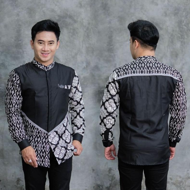 ZELVESSA BAJU KOKO PRIA LENGAN PANJANG/ BAJU KOKO KOMBINASI BATIK TERBARU/ BAJU KOKO LENGAN PANJANG 