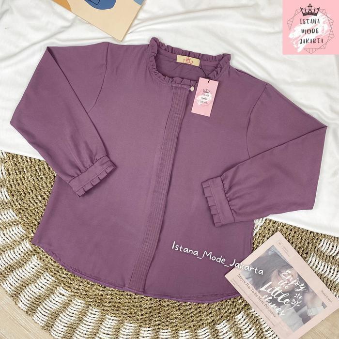 Bisa Cod - Imj Shakilla Lilac Blouse Premium Baju Atasan Wanita Lengan Panjang All Size Fit To Xxl
