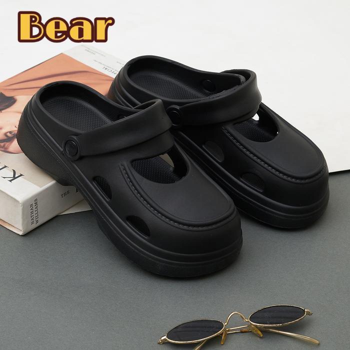 Bisa Cod - Bear 2025 Sepatu Sandal Wanita Permata Platform Sandal Slop Cewek Size 36/37 - 40/41 Jell