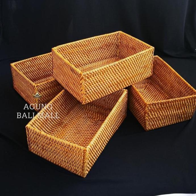 Keranjang rotan persegi panjang/box rotan/anyaman rotan serbaguna BAN