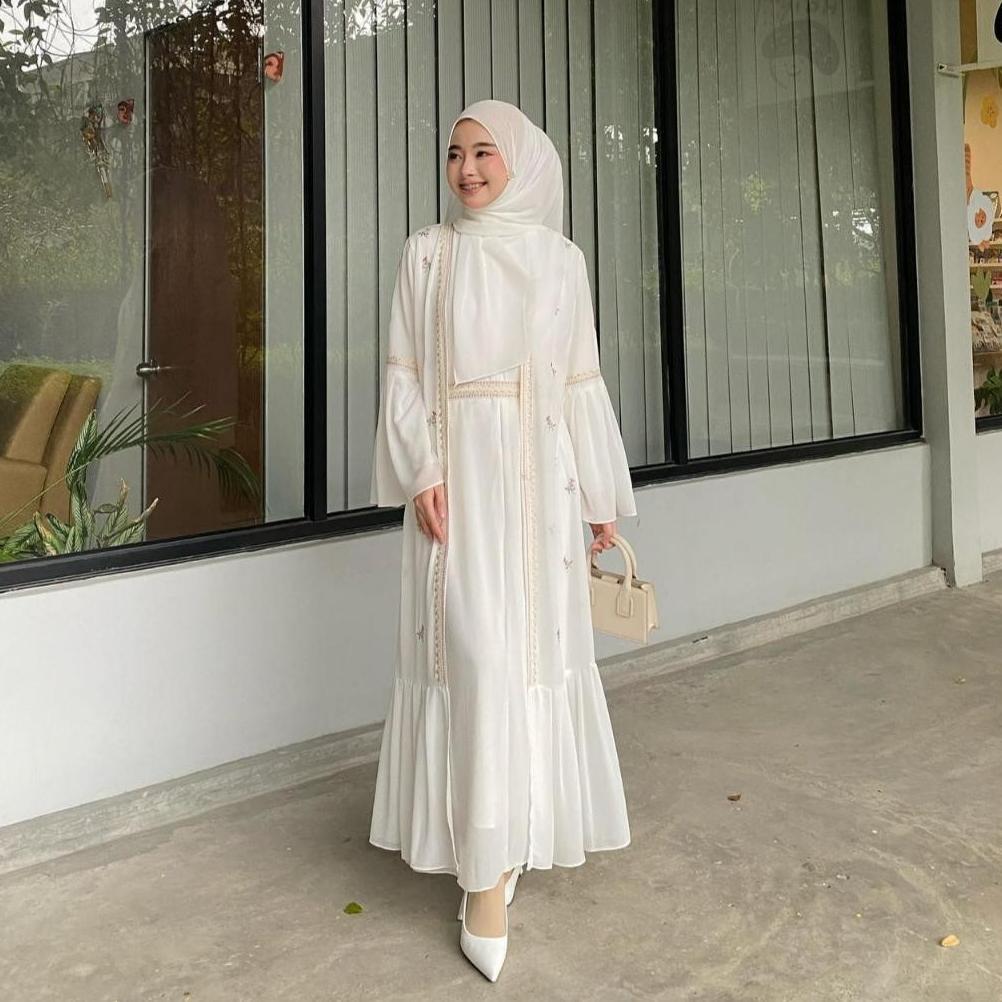 Abaya Hitam Mewah Elegan Nazhira Abaya Set Outer Produk Baru