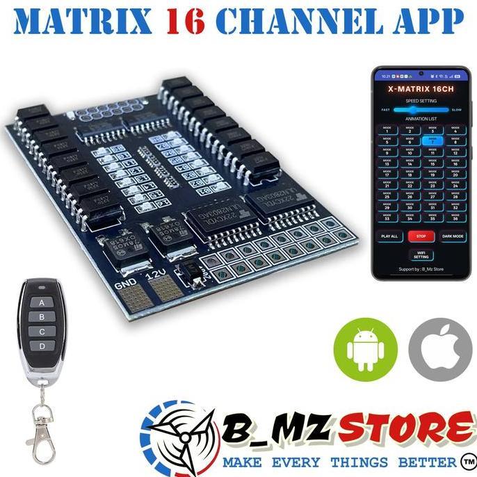 MODUL DRIVER RELAY SET MATRIX 16 CHANNEL MINI LASER D2 BILED - MODUL LED MATRIX 16 CH MINI LASER D2 