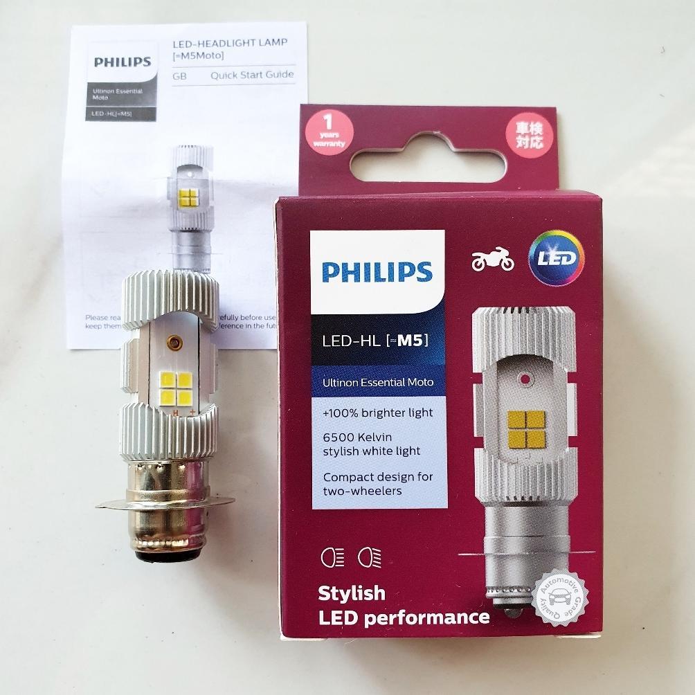 HOT SALE ORIGINAL 100% Lampu depan LED philips m5 Lampu Depan Motor LED PHILIPS 2 Sisi Arus Wajib DC