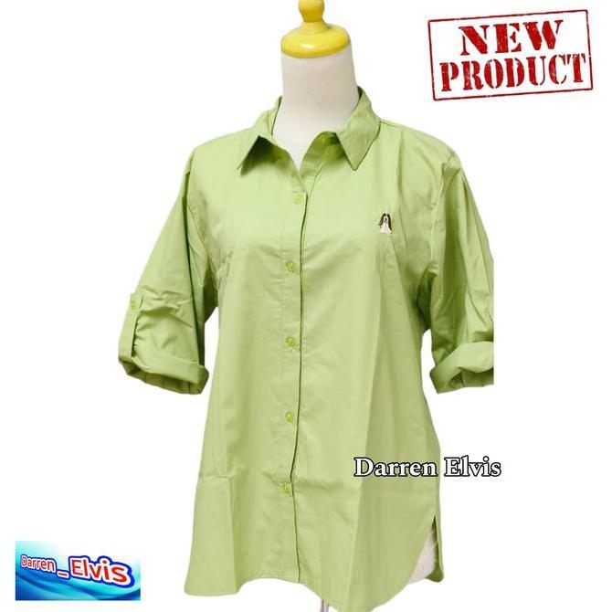 Kemeja Kemeja Hijau Wanita Bordir Hijau Gukguk