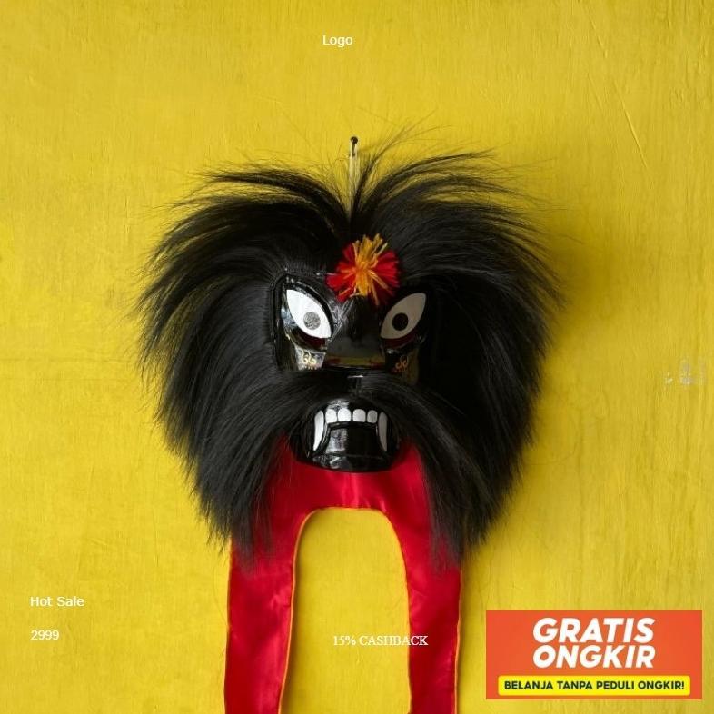 [Termurah] Topeng Ganongan Anak Hitam Seram Asli Ponorogo Trend