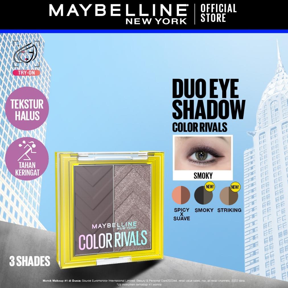 NEW Maybelline Color Rivals Duo Shadow Eyeshadow Waterproof Pigmented Glitter Tekstur Halus Tahan Se