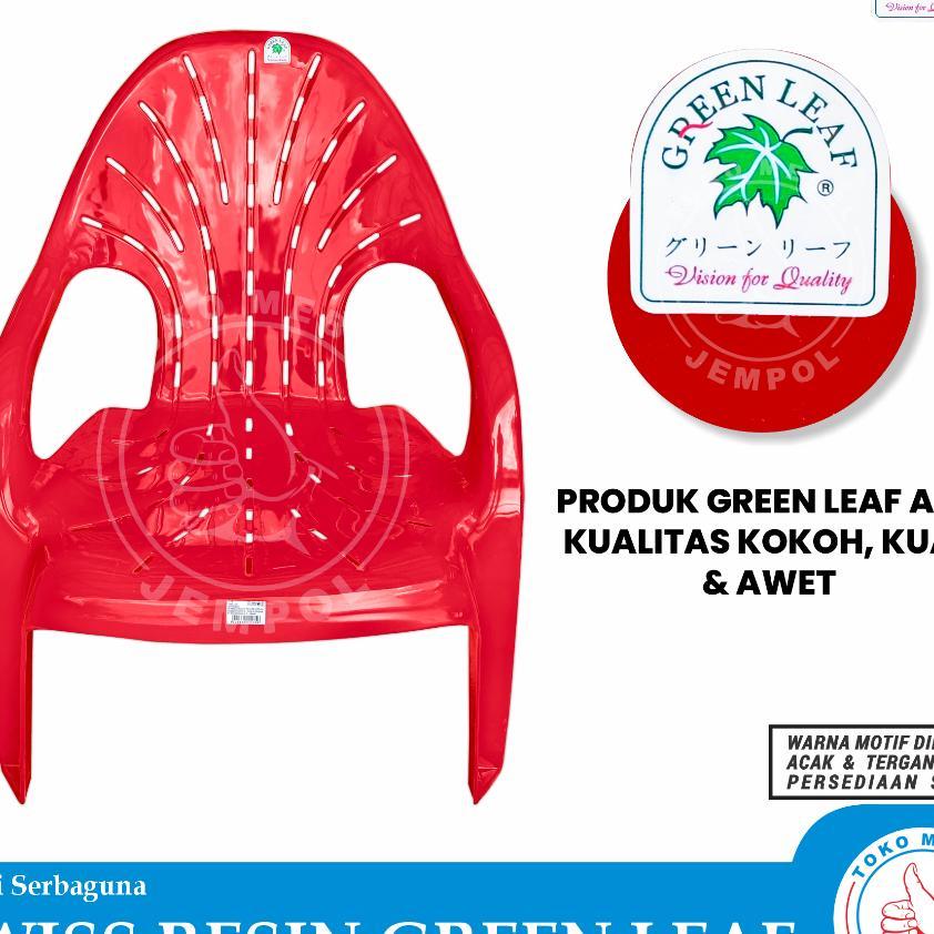 Kursi Swiss Resin Green Leaf / Kursi Plastik Teras / Kursi Minimalis / Kursi Santai / Bangku Sender
