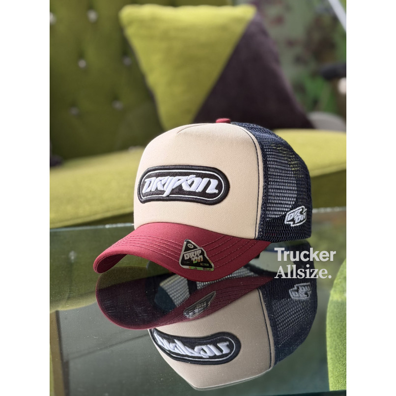 DRIPON Topi Jaring Pria Trucker Hat Distro Original Maroon Cream Navy DROTR-MCN