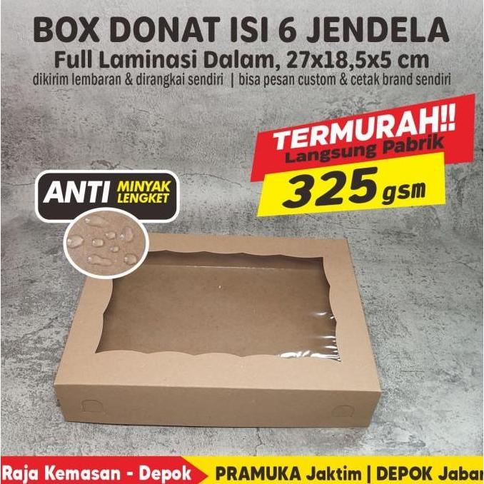 Box Donat Isi 6 Kraft Polos Jendela Full Laminasi